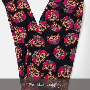 LuLaRoe OS Leggings Psychedelic Neon Cat Faces NEW